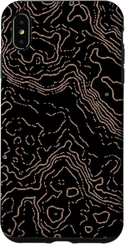 Topography Black & Brown Abstract Pattern Topographic Map Case by Unknown