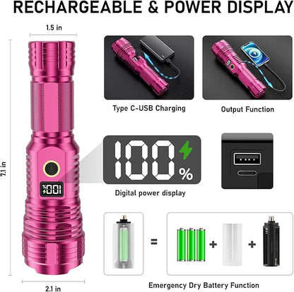 Flashlights High Lumens Rechargeable, 000LM LED Super Bright Flash Light - Image 3