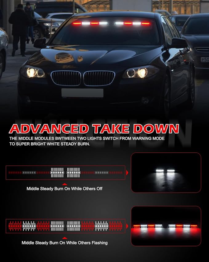 HLauto 604N Emergency Dash Strobe Lights: 2x16.8 inch Red White Security Light - Image 4
