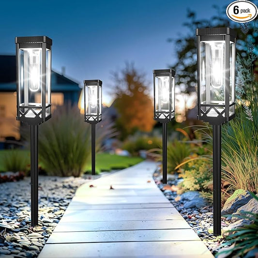 KOOPER Taller Solar Pathway Lights Outdoor, 6 Pack Upgraded Brighter Solar by KOOPER