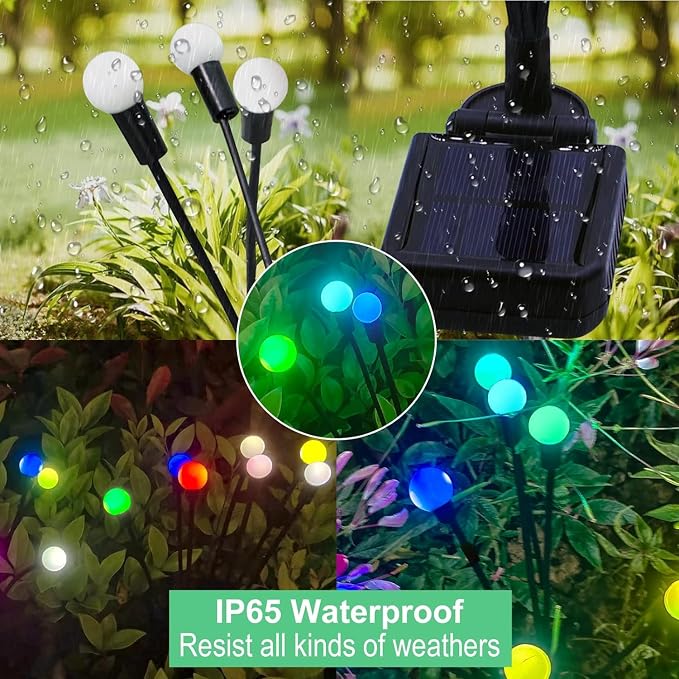 Solar Garden Lights Outdoor, 2 Pack 16 LED Solar Firefly Lights Waterproof - Image 7