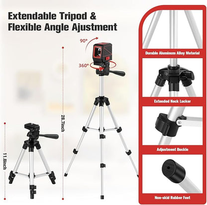 Laser Level with Tripod, 100 feet Green Cross Line Self Rotary Leveling Laser - Image 2