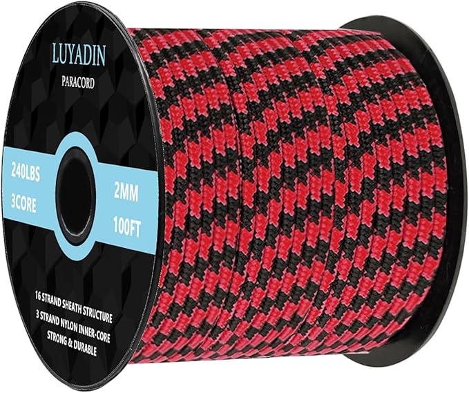 Paracord 240lb - Diameter 2mm Micro Utility Cord -3 Strand Parachute Spool Cord by LUYADIN