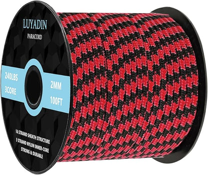 Paracord 240lb - Diameter 2mm Micro Utility Cord -3 Strand Parachute Spool Cord by LUYADIN