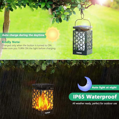 TomCare Solar Lights Upgraded Solar Lantern Flickering Flame Outdoor Hanging - Image 5