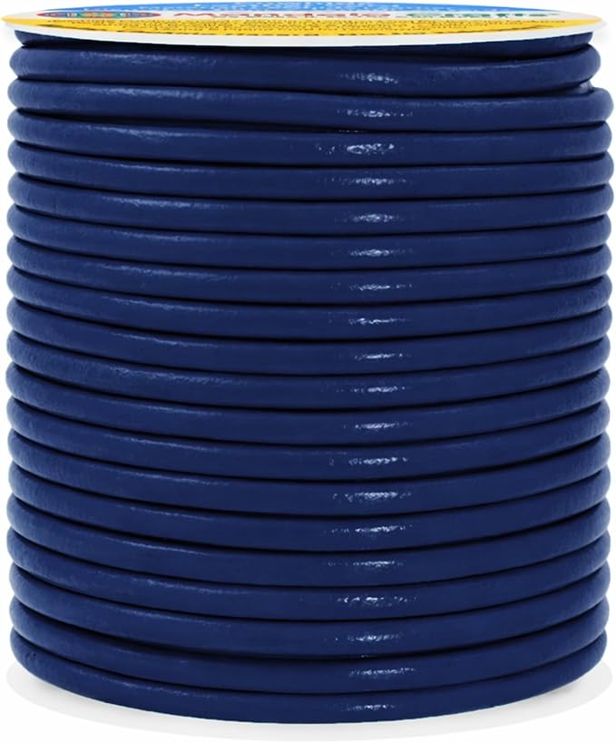 Mandala Crafts Round Genuine Navy Blue Leather Cord - Image 3
