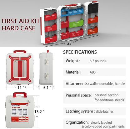 Large First Aid Kit for Business- Plastic Wall Mounted First Aid Box, Hard Case - Image 2