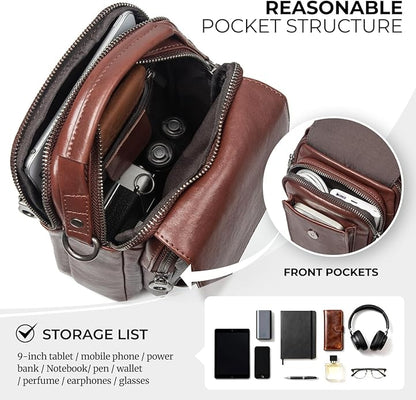 Augus Leather Small Messenger Bag - Image 6