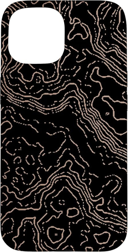 Topography Black & Brown Abstract Pattern Topographic Map Case by Unknown