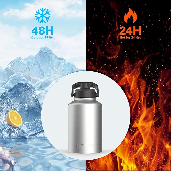 WATERSY 1 Gallon Water Bottle Insulated, BPA Free&Leak Proof, 128oz Stainless - Image 2