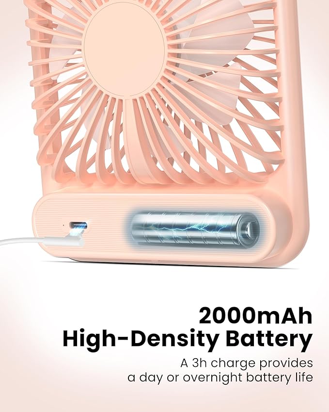 Koonie Desk Fan, Ultra Quiet 2.5-11h Battery Operated Small USB Fan - Image 4