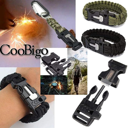 CooBigo 10Pack 3/4" Fire Starter Survival Whistle Buckle Flint Scraper - Image 2