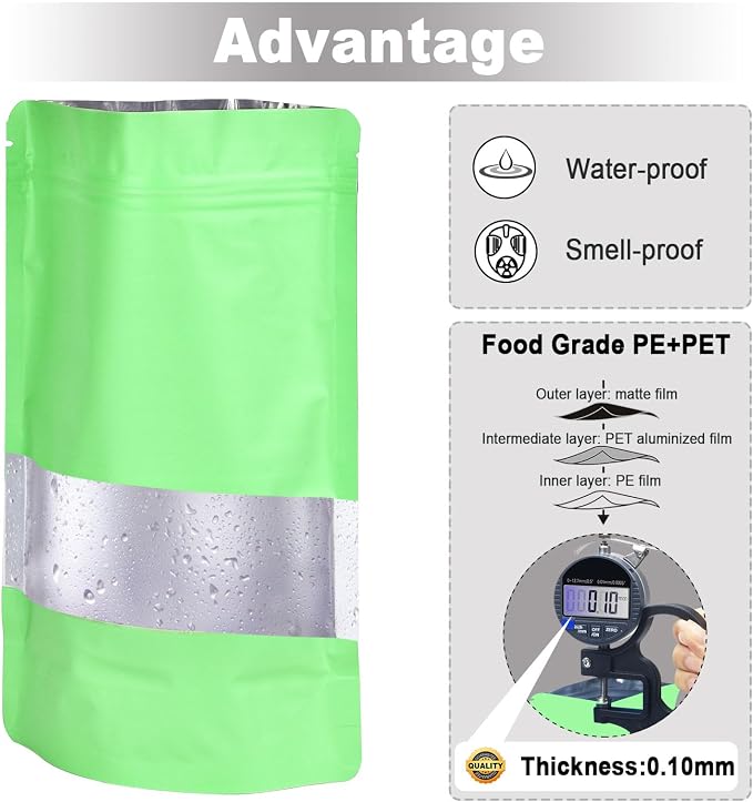 6.3"x9.5" 120pcs Mylar Bags for Food Storage, Smell Proof Bag - Image 5