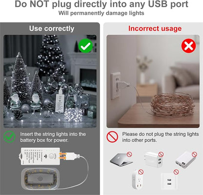 HXWEIYE Rechargeable Fairy Lights Battery Operated, DIY Timer & 8 Modes - Image 2