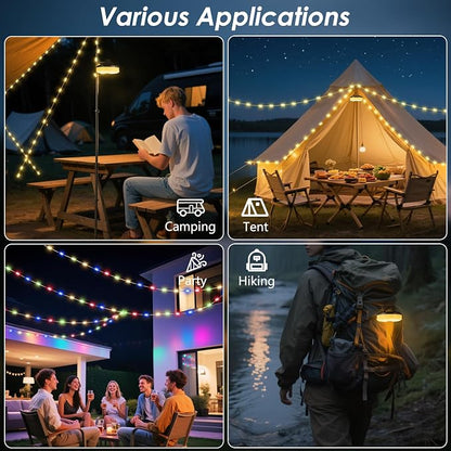 2Pack Camping String Lights, 4-in-1 Quick Storage Camp Light, 8Mode 32.8FT - Image 6