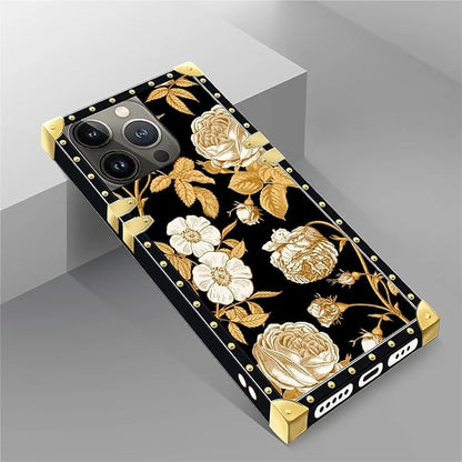 Compatible with iPhone 14 Pro Case, Blooming Rose Golden Flower Luxury Golden - Image 5