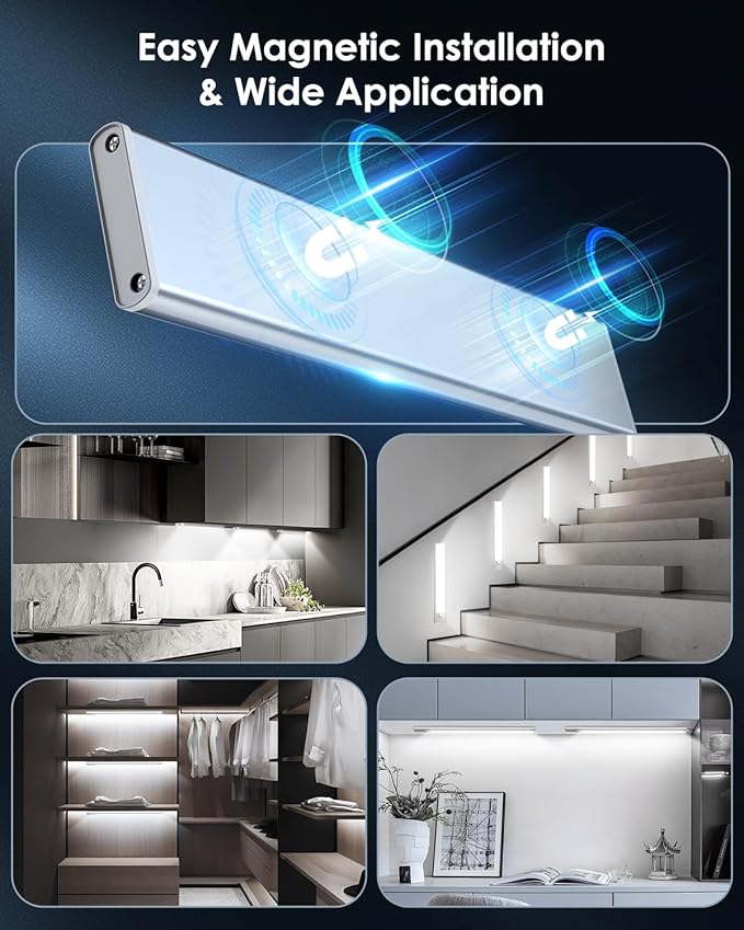 5-Pack 12in Under Cabinet Lighting, Upgraded 2500mAh Rechargeable Under Cabinet - Image 6