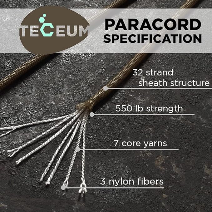 TECEUM 5/32" Paracord Rope 1000 – 1000ft / 200ft / 100ft / 50ft – Tactical - Image 2