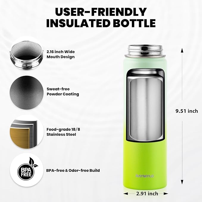 RAYMYLO Insulated Water Bottle 20 oz, Triple Wall Vacuum Stainless Steel - Image 5