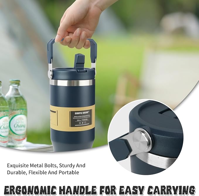 30oz Flip Straw Insulated Water Bottle - Image 4