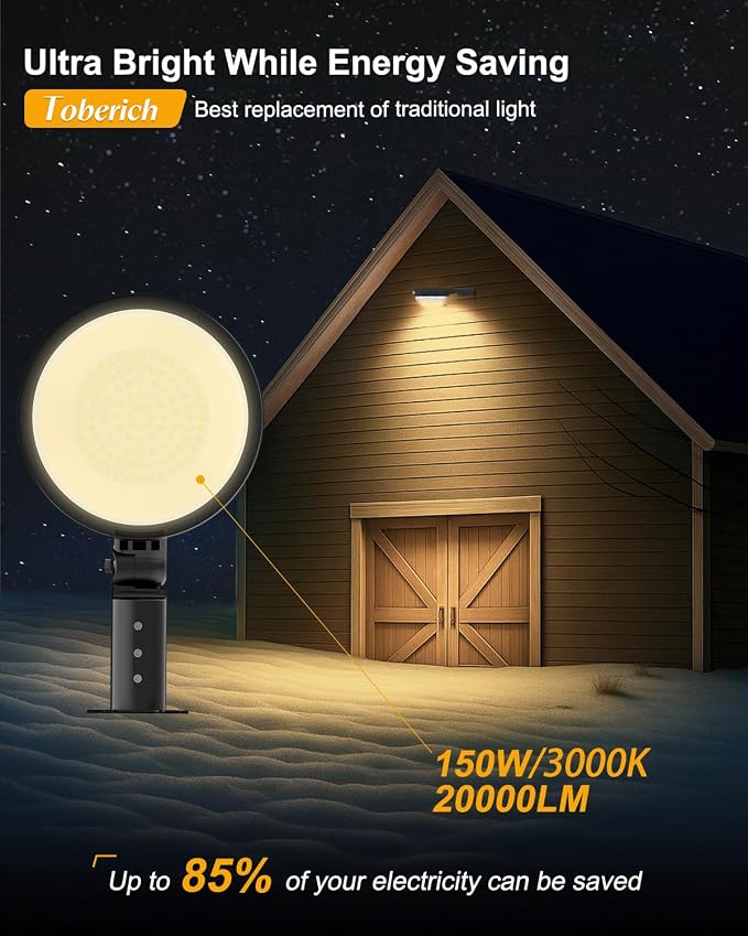 toberich LED Barn Light, 150W 20000LM Yard Area Lights Dusk to Dawn Outdoor - Image 2
