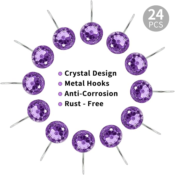MitoVilla Purple Shower Curtain Hooks Rings, Metal Shower Hooks - Image 4