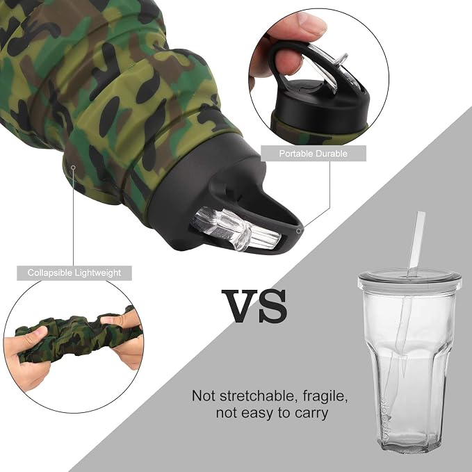 Collapsible Travel Water Bottle19.6 oz, Reuseable Silicone Foldable Water - Image 5