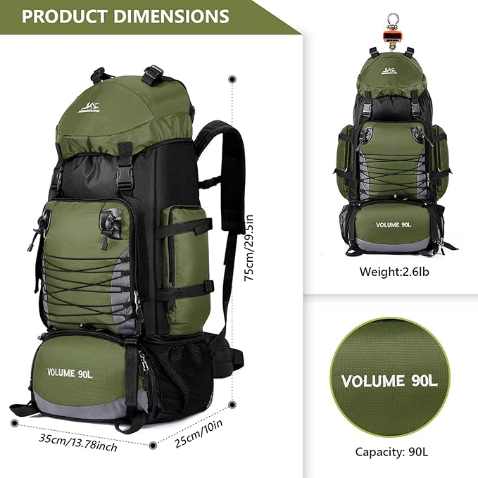 90L Hiking Backpack, Waterproof Camping Bag - Image 4