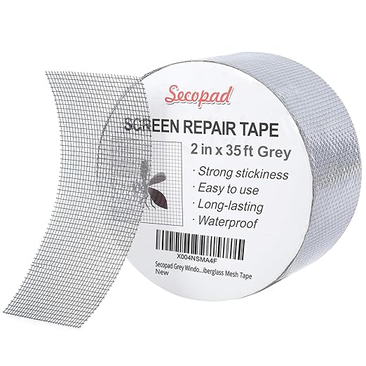 Secopad Grey Window Screen Repair Tape, 2IN X 35FT Screen Repair Kit by Secopad
