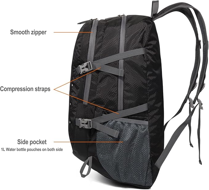 Packable Lightweight Backpack 40L, Ripstop Nylon Foldable Traveling Daypack - Image 7