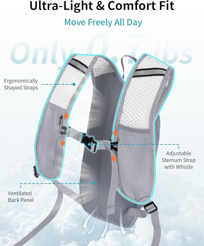ECOHUB Hydration Backpack with 2L Water Bladder, Lightweight Running Hydration - Image 2