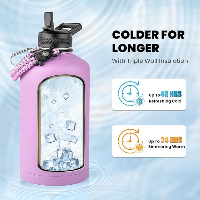 RAYMYLO One Gallon Water Bottle Insulated, Triple Walled Vacuum Stainless Steel - Image 2