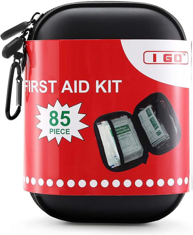 I GO 85 Pieces Hard Shell Mini Compact First Aid Kit, Small Personal Emergency by IGO