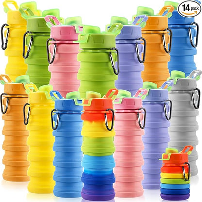 Sunnyray 14 Pack Collapsible Water Bottles Travel 17oz Silicone Portable by Sunnyray
