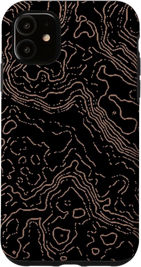 Topography Black & Brown Abstract Pattern Topographic Map Case by Unknown