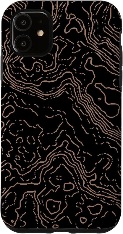 Topography Black & Brown Abstract Pattern Topographic Map Case by Unknown