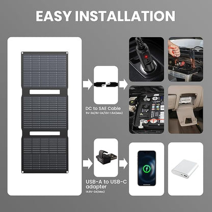 FlexSolar 28W 12V Portable Solar Panel Battery Charger Maintainer Kits Trickle - Image 2