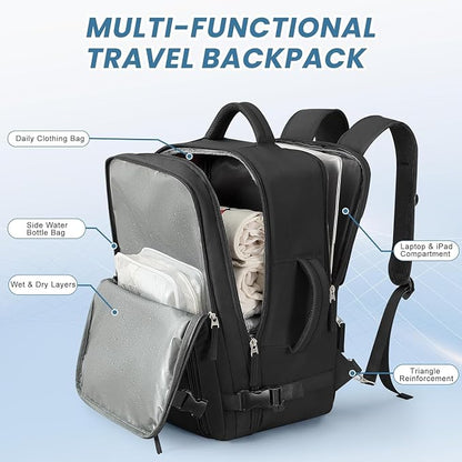 Sinaliy Large Travel Backpack for Women Men, Expandable 40L Carry On Backpack - Image 6