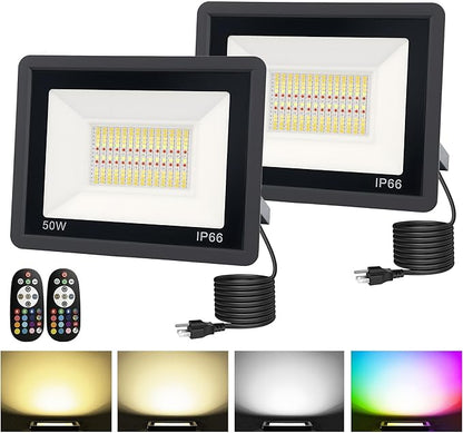 L LOHAS LED 50W Flood Light Outdoor, RGB Landscape Lighting by LLOHASLED