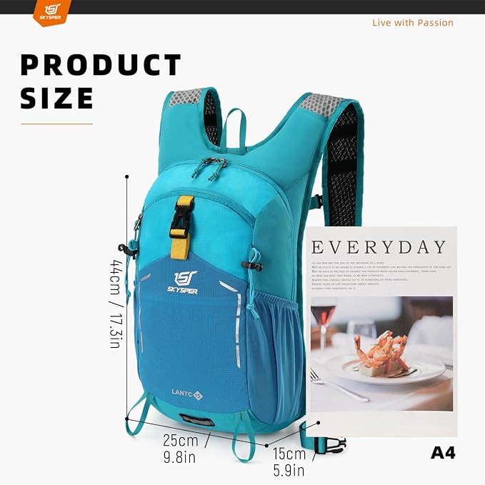 SKYSPER Small Hiking Backpack - 15L Travel Daypack Lightweight Bag Water - Image 6