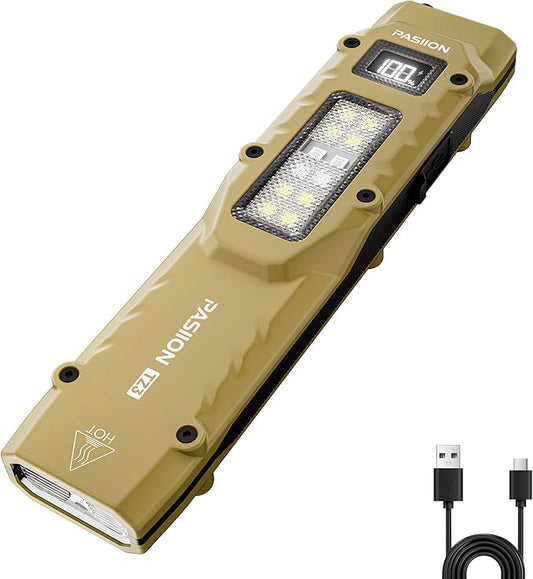 EDC Tactical Flashlight, Flat Flashlights Rechargeable, Dual-Switches LED Small by flashlight