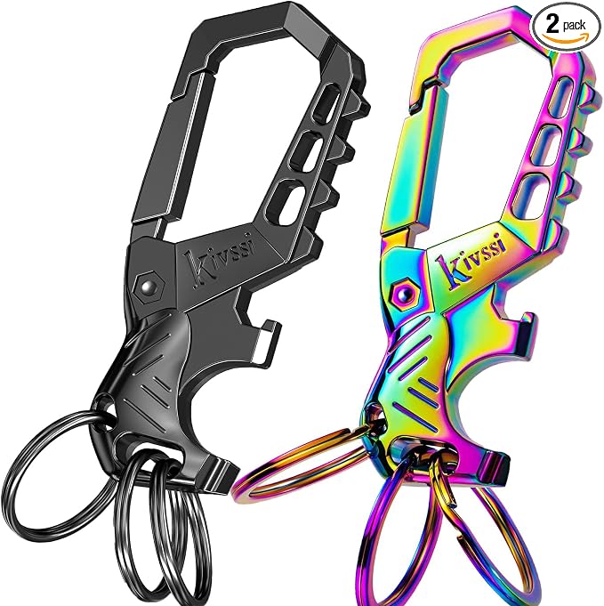 Kivssi Heavy duty metal keychains, Carabiner clip Car key chains, Fashion by Unknown