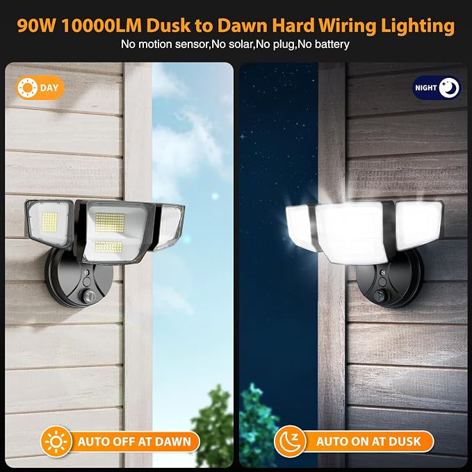 Onforu 90W Dusk to Dawn Outdoor Lighting, 10000lm Flood Lights Outdoor - Image 3