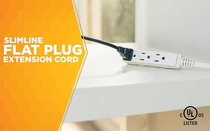 Woods SlimLine Indoor Flat Extension Cord, 8 Ft, 16 Gauge Right Angle Plug - Image 2