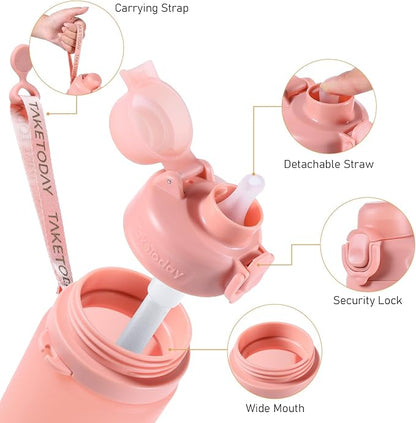 TakeToday Collapsible Water Bottles 21oz, Foldable Platinum Silicone Travel - Image 8
