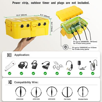 Flemoon Large Outdoor Electrical Box, IP54 Waterproof Extension Cord Cover - Image 2