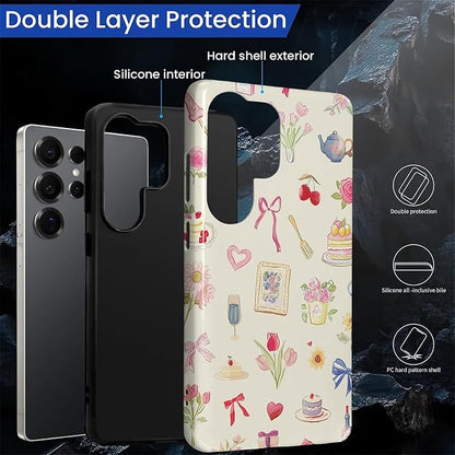 for Samsung Galaxy S25 Ultra Case, HL2 Aesthetic Bow Preppy Collage Hybrid 2 - Image 2