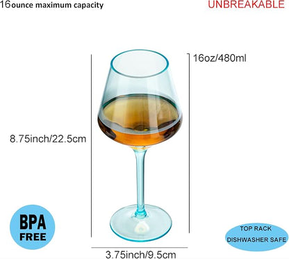 16-ounce Plastic Stem Wine Glasses, All Purpose Arcylic Glasses - Image 2