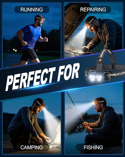 Headlamp Rechargeable 2PCS, 4500L Super Bright Light Bright LED Rechargeable - Image 9