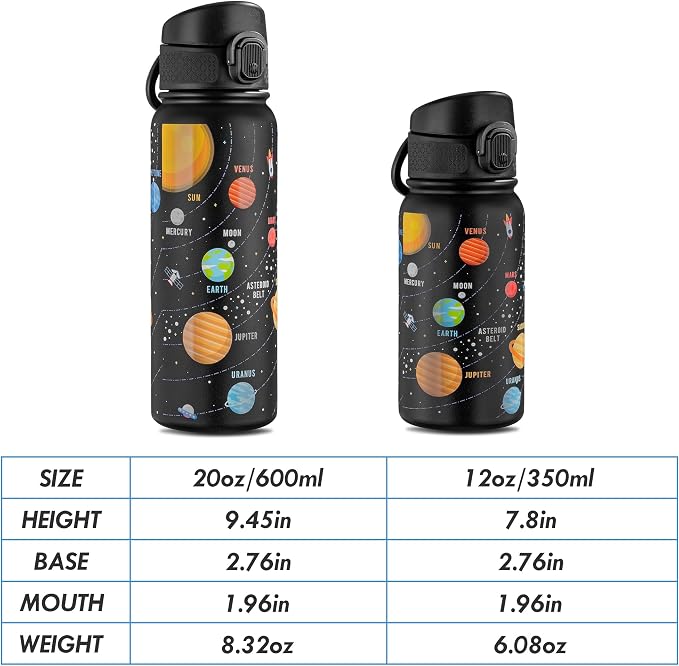 OLDLEY 12oz Kids Water Bottle, Stainless Steel Insulated Water Bottle - Image 4